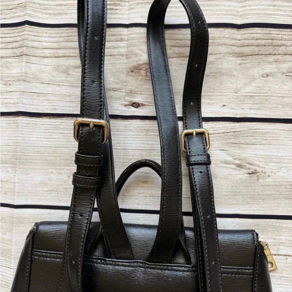 DKNY Bryant top zip Black Leather Backpack - Picture 3 of 8